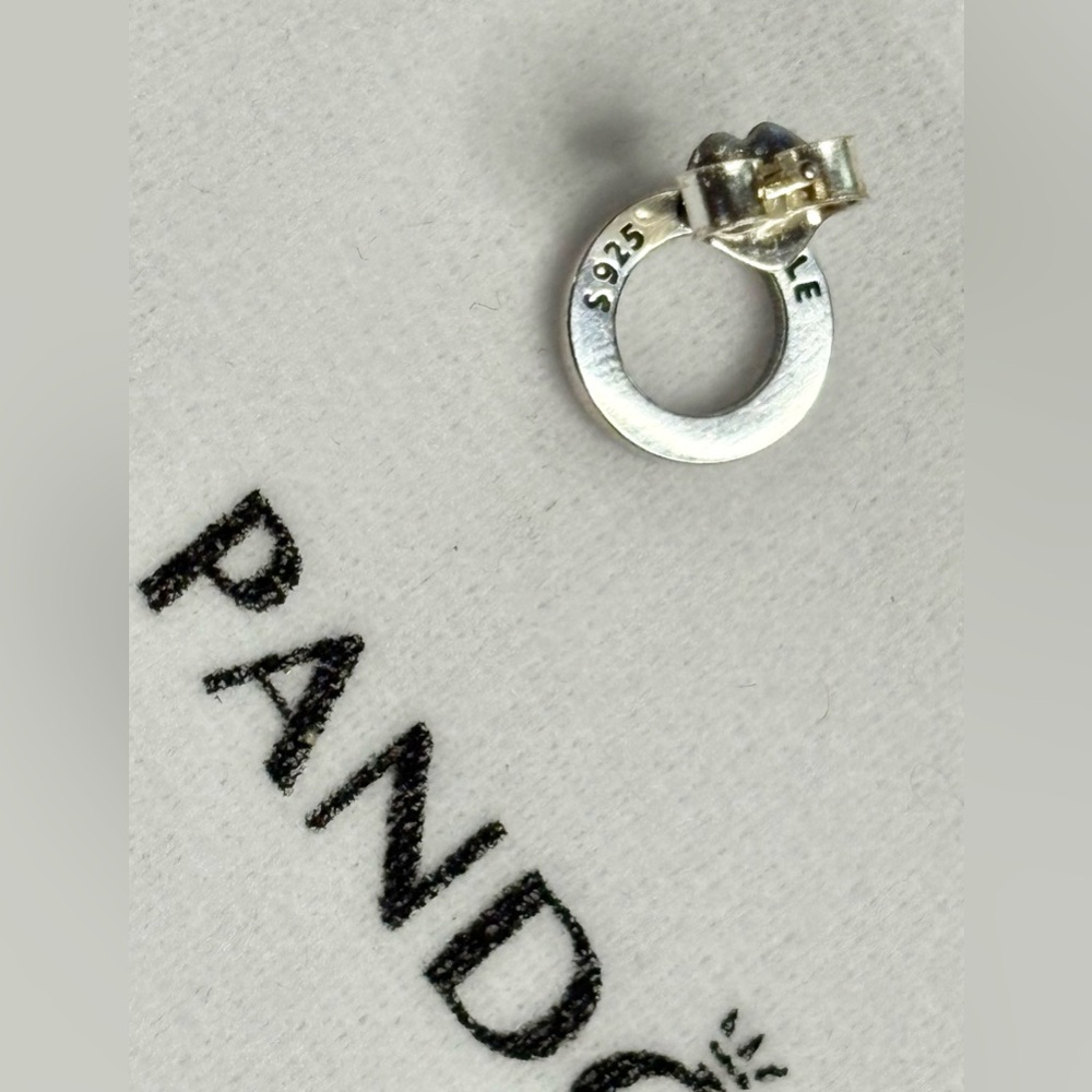 Pandora 925 Silver Sparkling Silver Circle Earrings - Picture 5 of 9
